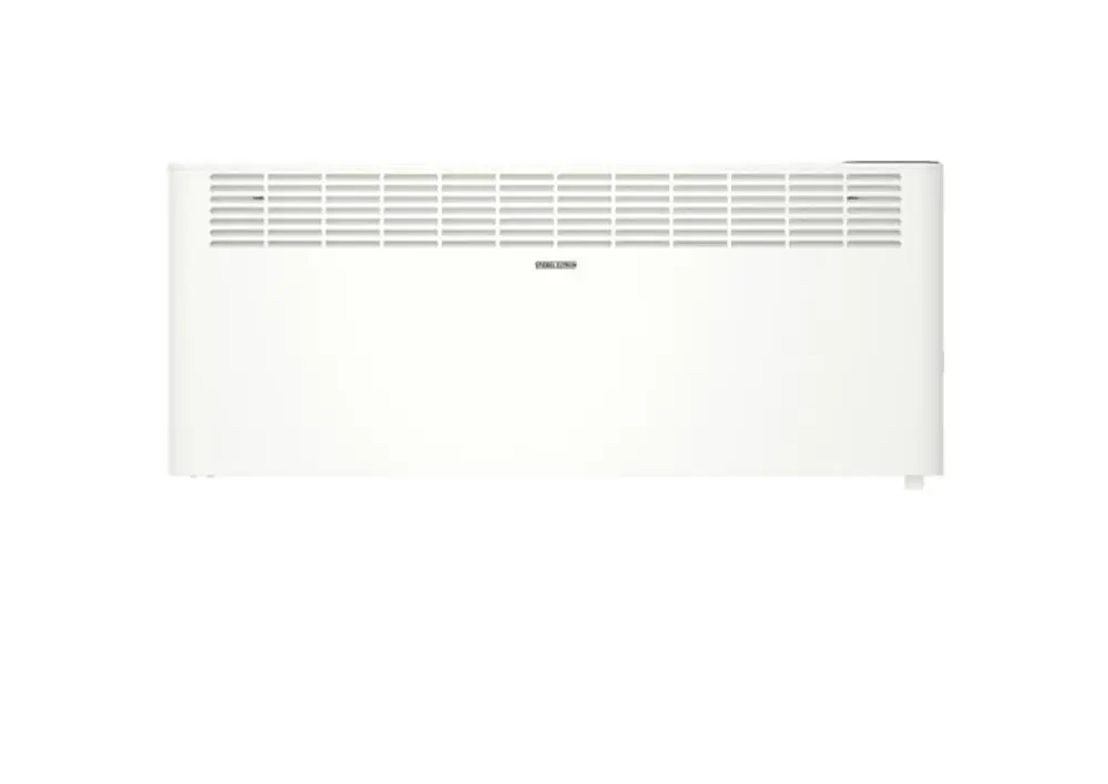 Weißer STIEBEL ELTRON Wand-Konvektor CNS 3000 Plus LCD mit Lüftungsschlitzen und minimalistischem Design.